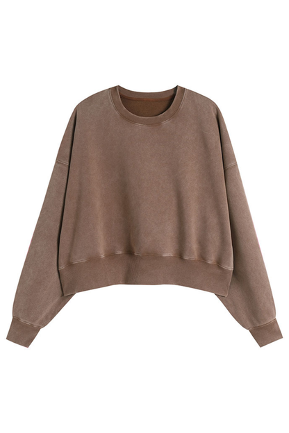Women's Fall Dazzling-Wash Cropped Crewneck Sweatshirt
