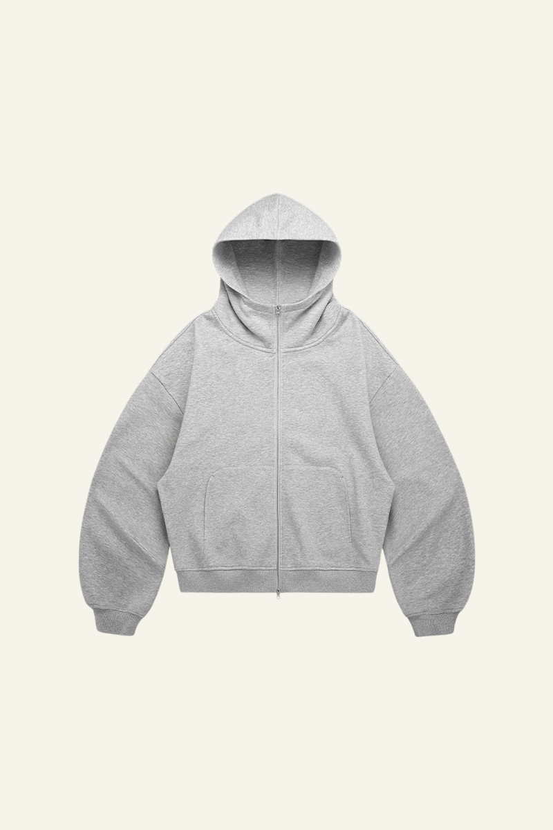 Women's   Streetwear Curved-Sleeve Boxy Hooded Jacket