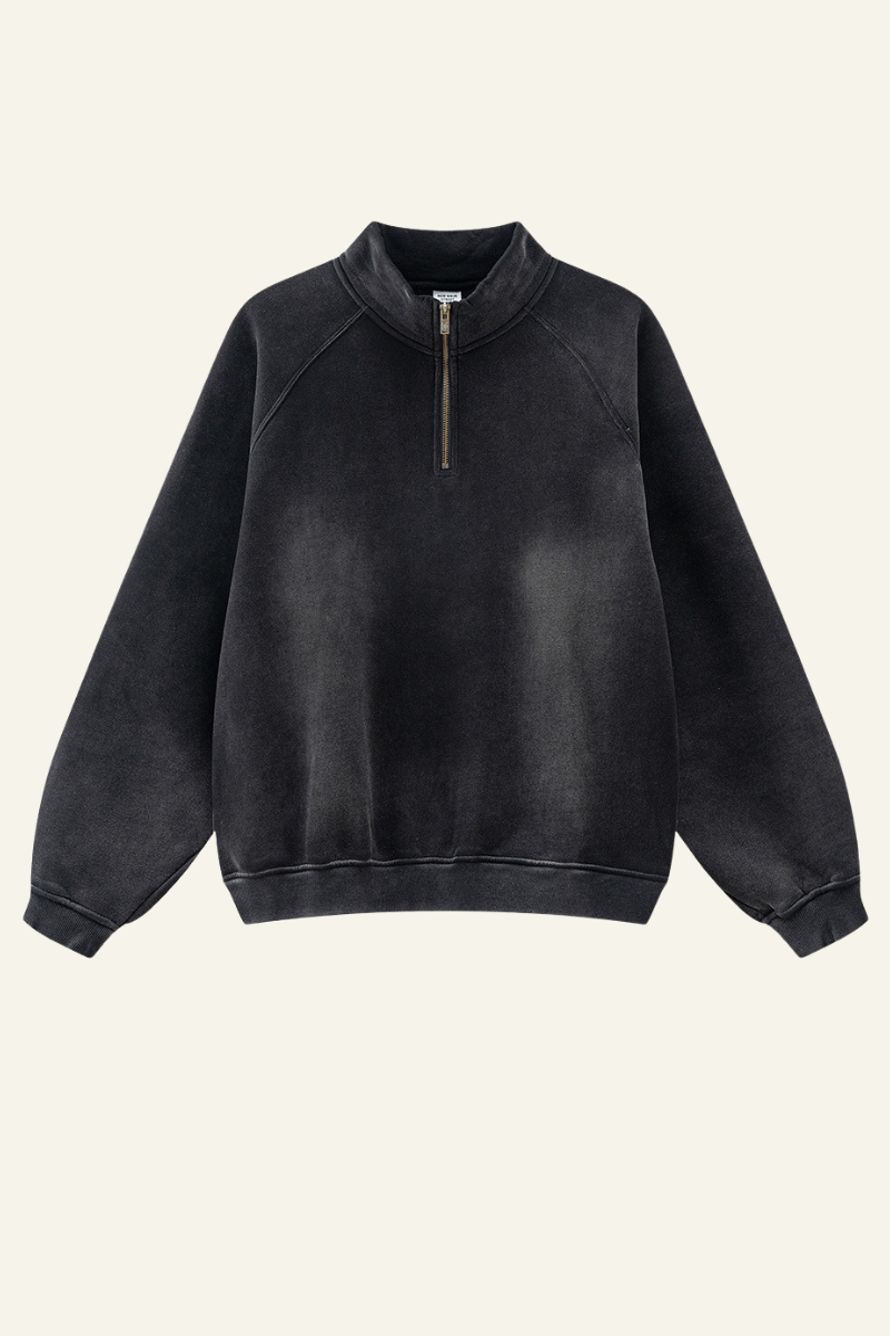 Men's Stand Collar Half Zipper Fleece-Lined Sweatshirt