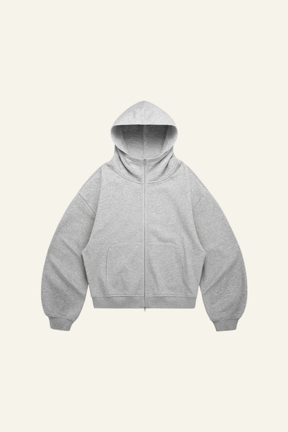 Men's  Streetwear Curved-Sleeve Boxy Hooded Jacket