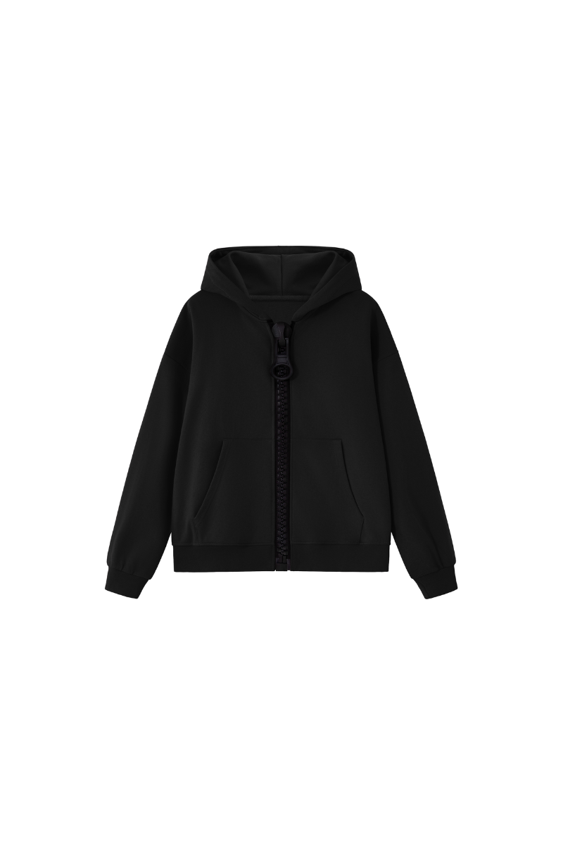 Unisex Fall Clothing Color Block Big Zip Cotton Hoodie