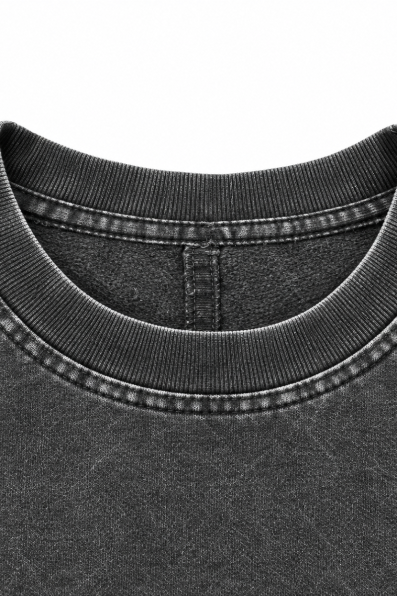 Women Fall Clothing Boxy Washed Raw Hem Cropped Sweatshirt
