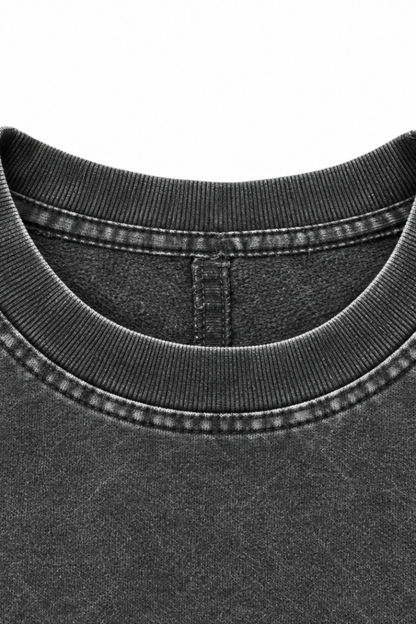 Women Fall Clothing Boxy Washed Raw Hem Cropped Sweatshirt