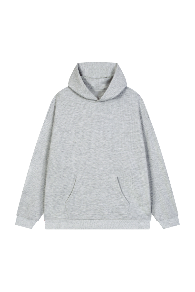 Unisex Fall Waffle-Texture Drop-Shoulder Pullover Hoodie