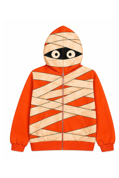 Unisex Fall Clothing Halloween Pumpkin Bat Zip Hoodie