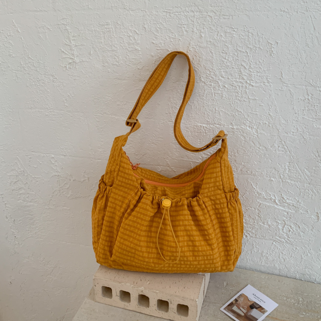 Unisex All Season Plaid Multi Pocket Hobo Shoulder Bag