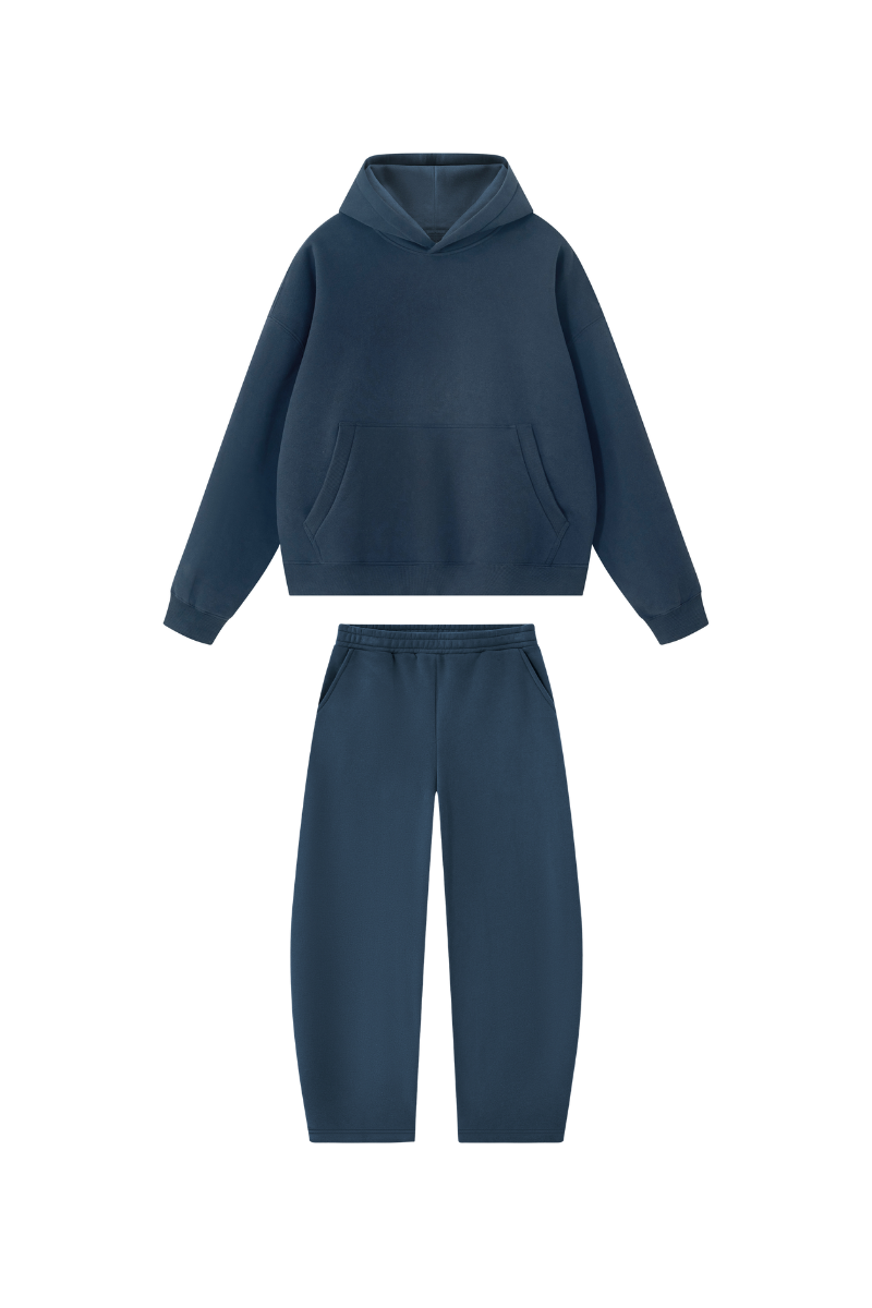 Men Fall Clothing Boxy Fleece Hoodie Wide-Leg Pants Set