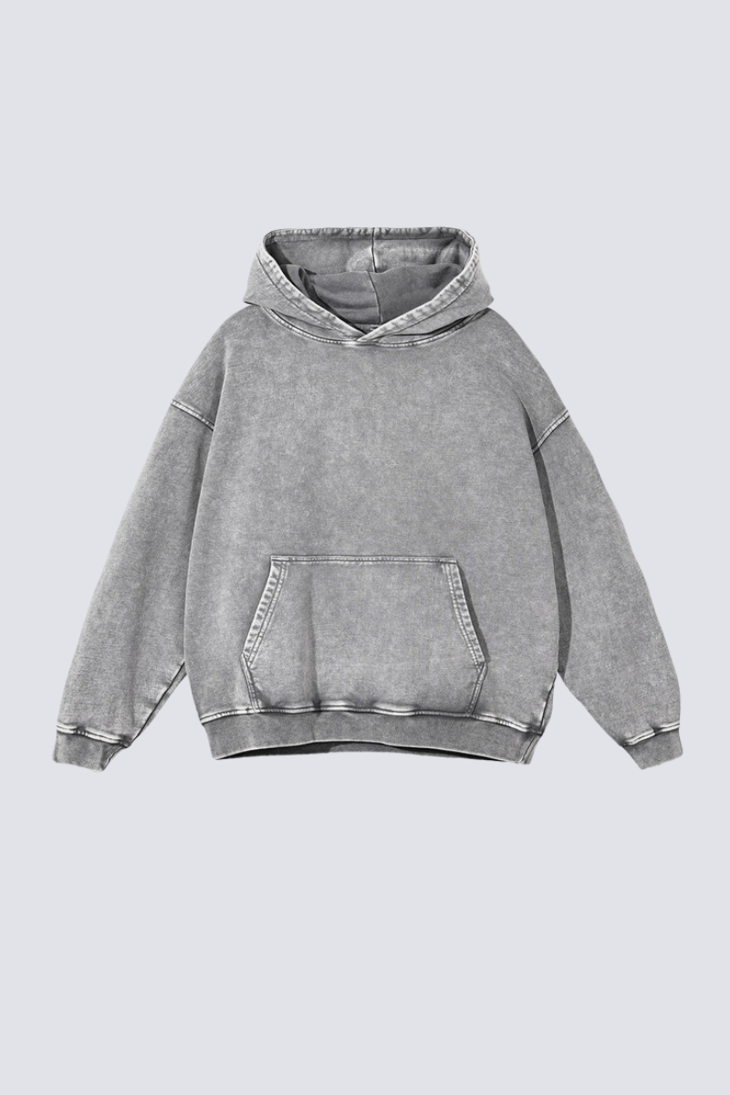 Men's 420g Heavy Cotton Washed Distressed Hoodie
