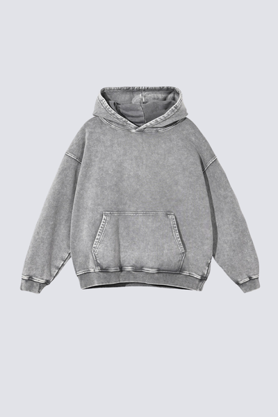 Men's 420g Heavy Cotton Washed Distressed Hoodie