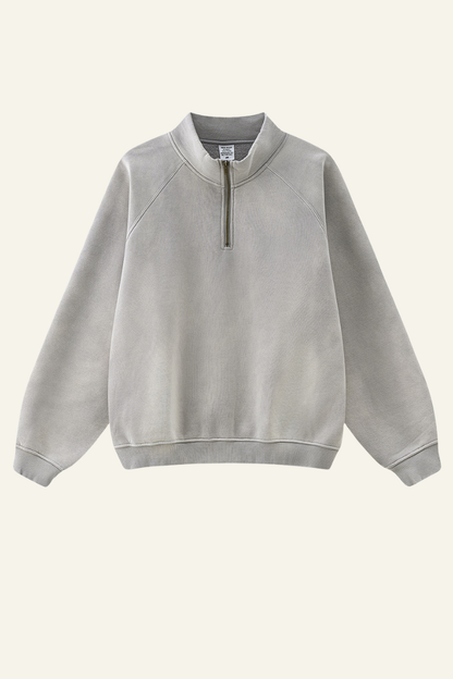 Men's Stand Collar Half Zipper Fleece-Lined Sweatshirt