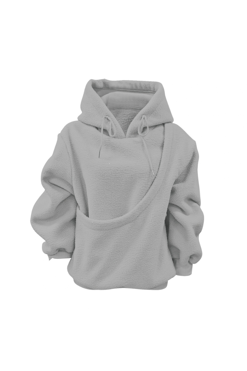 Women Fall Clothing Alpaca Fleece Pet Pocket Hoodie