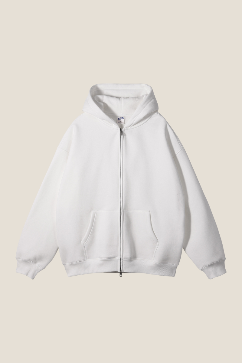 Men's Streetwear 350G Heavyweight Full Zipper Hooded Jacket