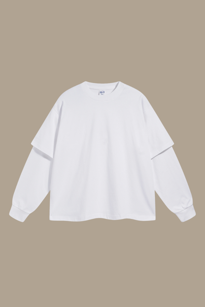 Women's Cotton Patchwork Faux Two-Piece Sweatshirt