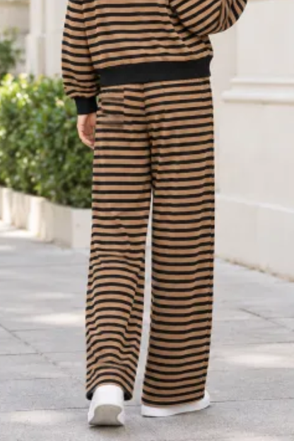 Women All Season Striped Straight Leg Lounge Pants