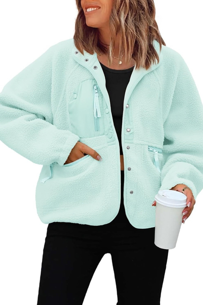 Women Fall Clothing Cozy Sherpa Fleece Utility Jacket