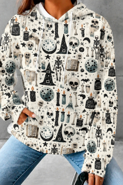 Unisex Fall Clothing Halloween Waffle Knit Graphic Hoodie