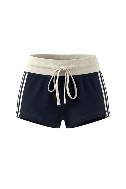 Women Summer Side Stripe Drawstring Sports Shorts