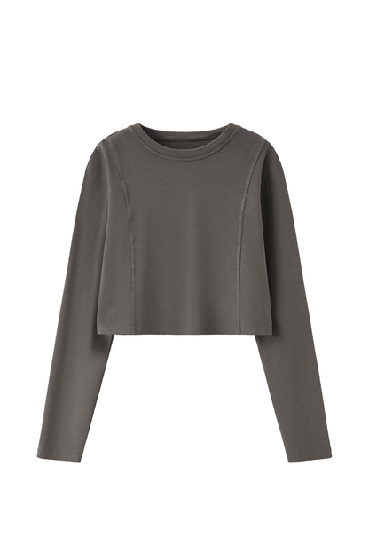 Women's Washed Raw Cut Patchwork Boxy Crewneck Sweatshirt