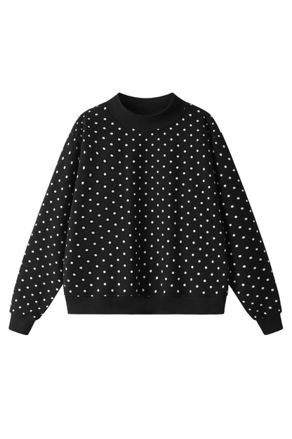 Women's Cozy Fleece Mock Neck Polka Dot Sweatshirt