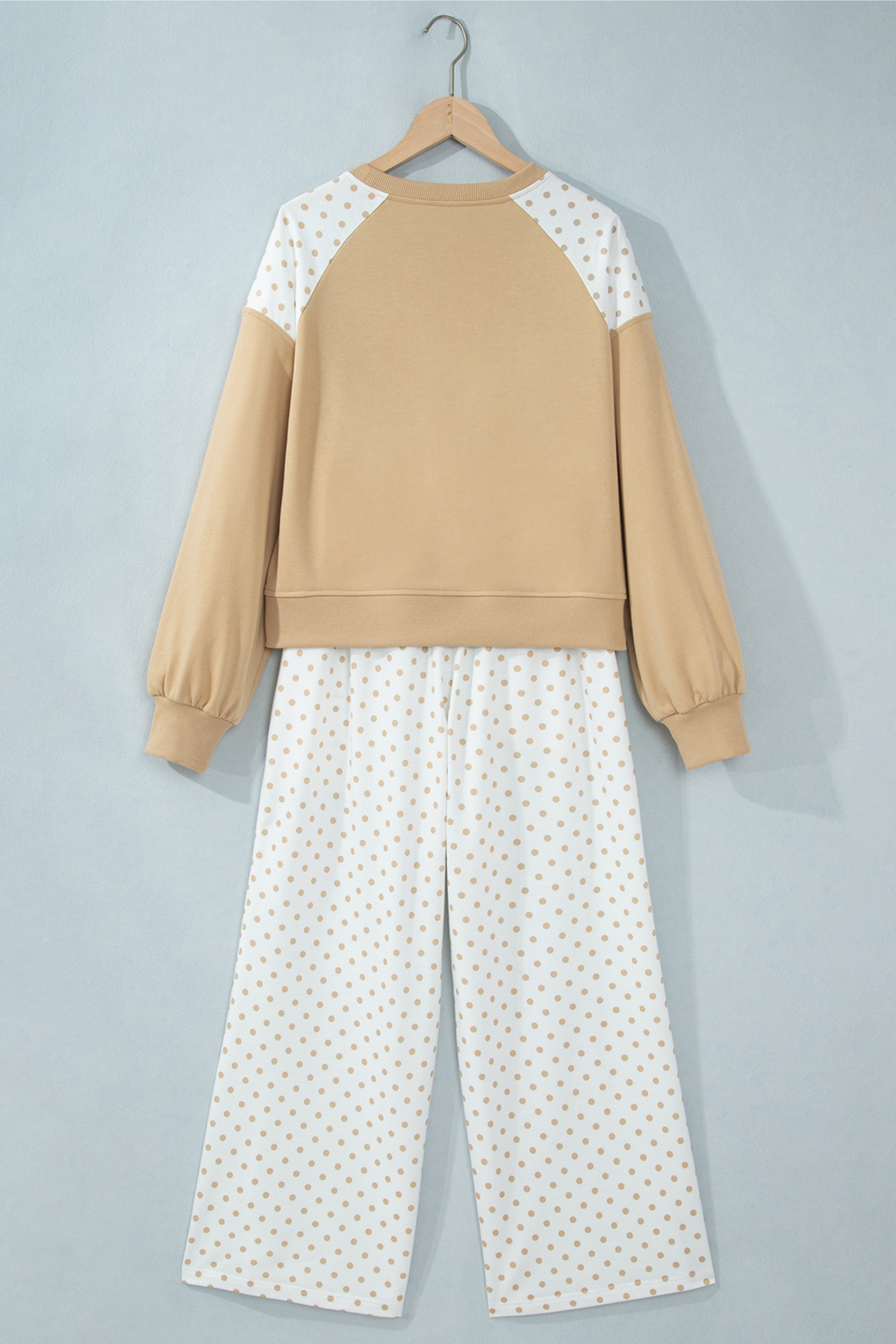Women's Fall Polka Dot Colorblock Drawstring 2 Piece Set