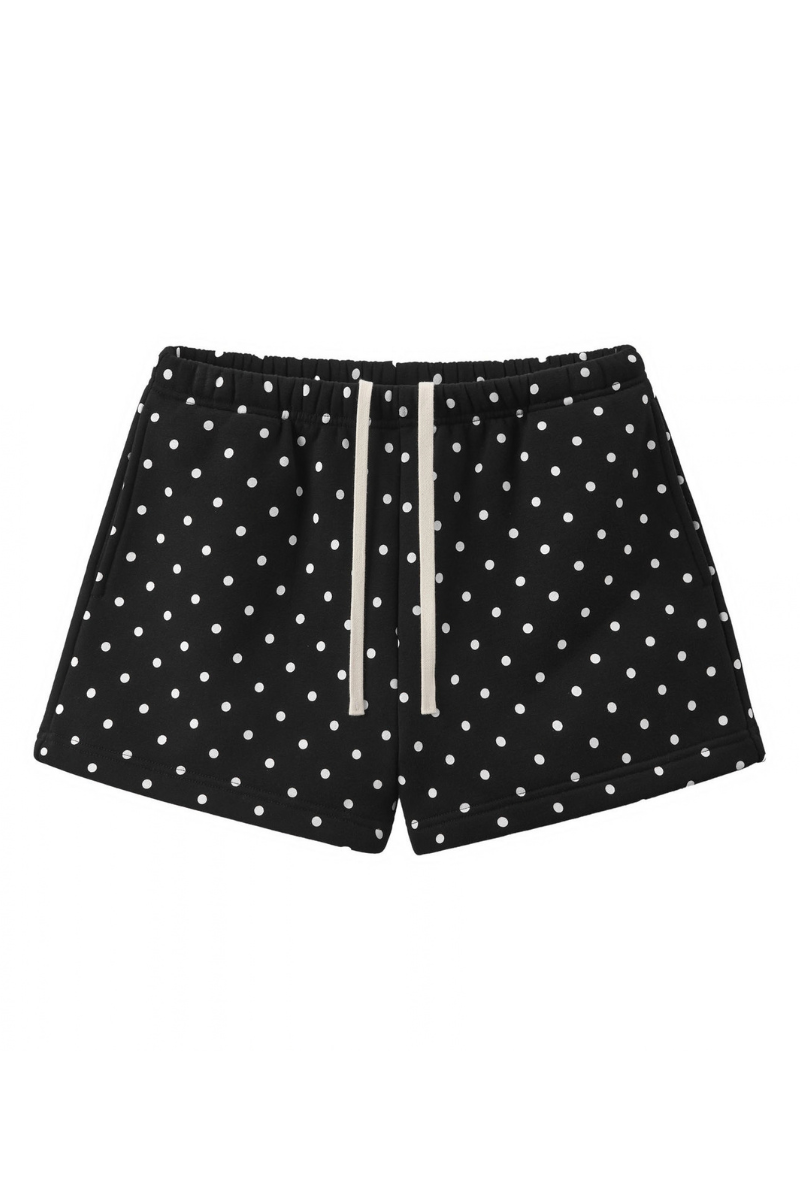 Women Summer Polka Dot Soft Drawstring Pocket Casual Shorts