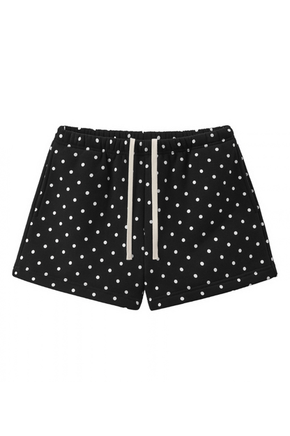 Women Summer Polka Dot Soft Drawstring Pocket Casual Shorts