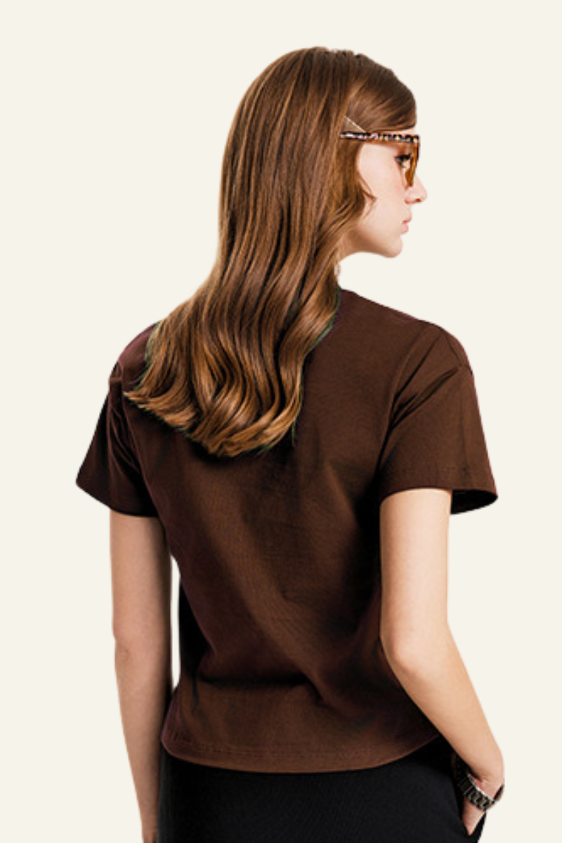 Women's  cotton Round-neck Slimming T-shirt.