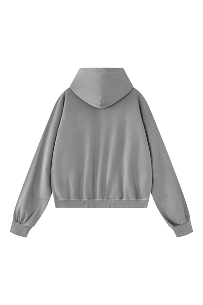 Unisex Fall Clothing Boxy Cropped Two-Way Zip Cotton Hoodie