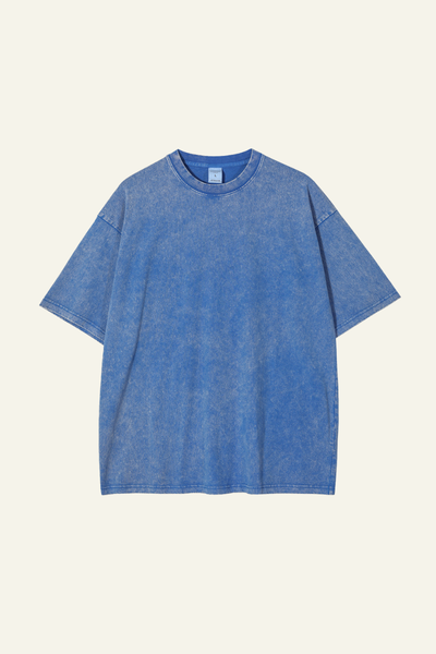Women's Cotton Streetwear Wax-Dyed Washed Distressed T-shirt