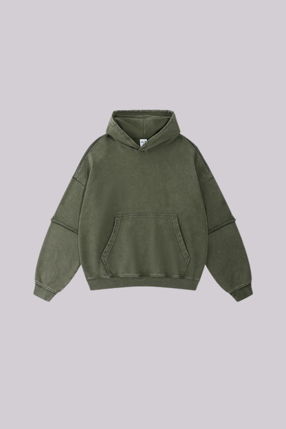 Men's Cotton Retro Faux-Two-Piece Washed  Hoodie