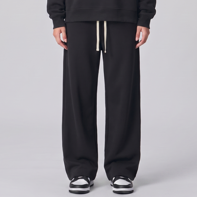 Unisex Spring Cotton Wide-Leg Drawstring Pocket Sweatpants