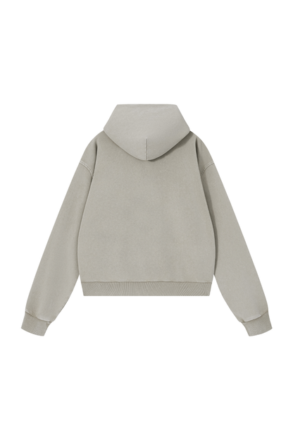 Unisex Fall Washed Vintage Boxy Double Zip Hoodie