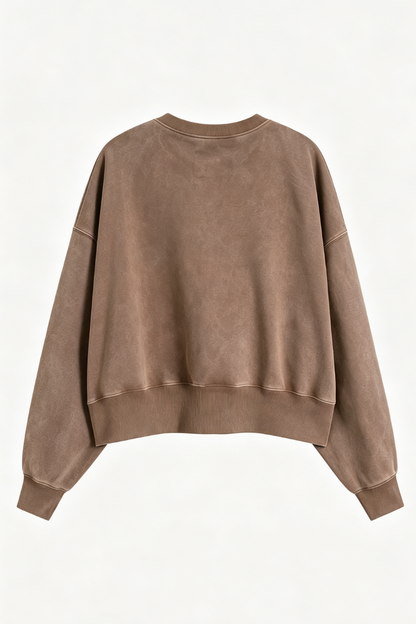 Women's Fall Dazzling-Wash Cropped Crewneck Sweatshirt