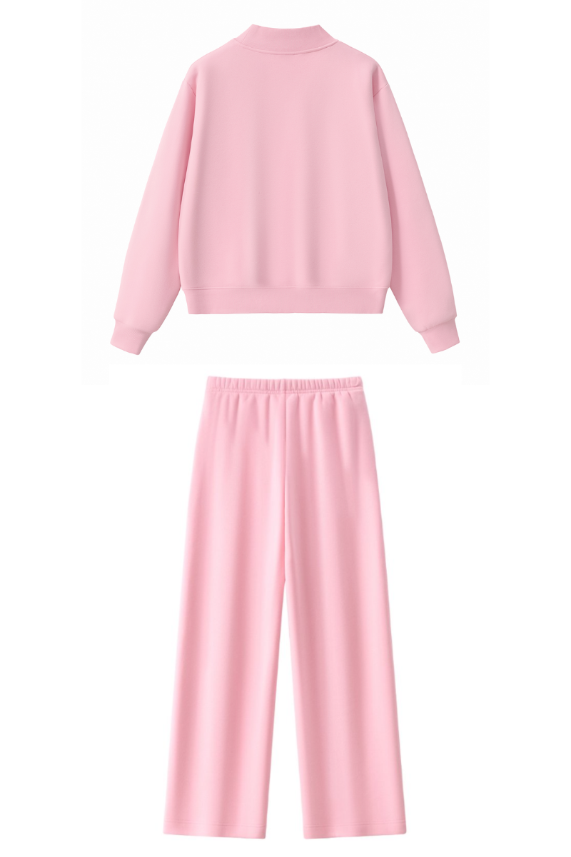 Women Fall Mock Neck Sweatshirt Wide Leg Pants Set