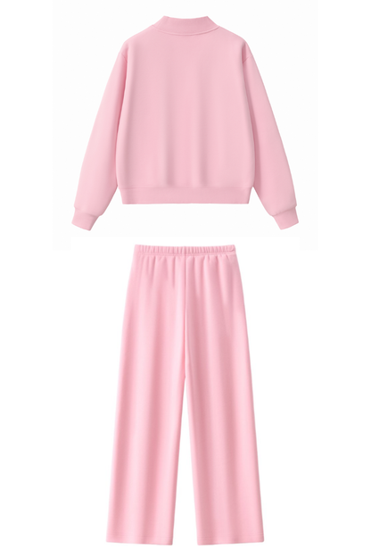 Women Fall Mock Neck Sweatshirt Wide Leg Pants Set