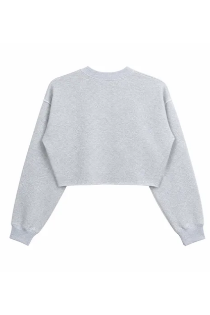 Women Spring Raw Hem Exposed Seam Cropped Sweatshirt