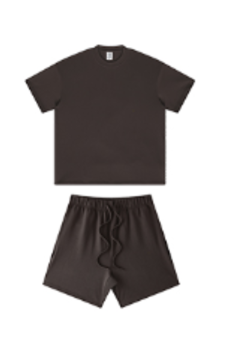 Men's Summer Heavy Solid Outdoor Street Tee & Shorts Set