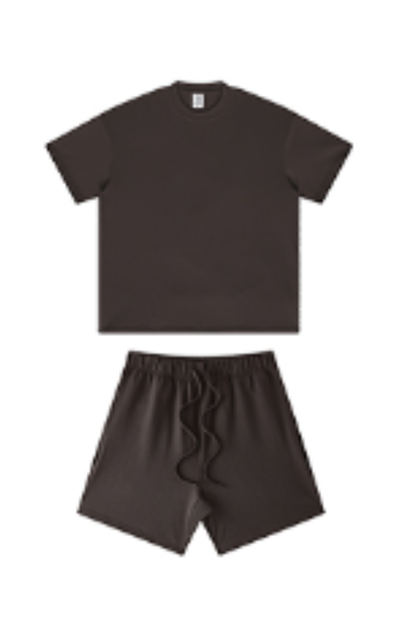 Men's Summer Heavy Solid Outdoor Street Tee & Shorts Set