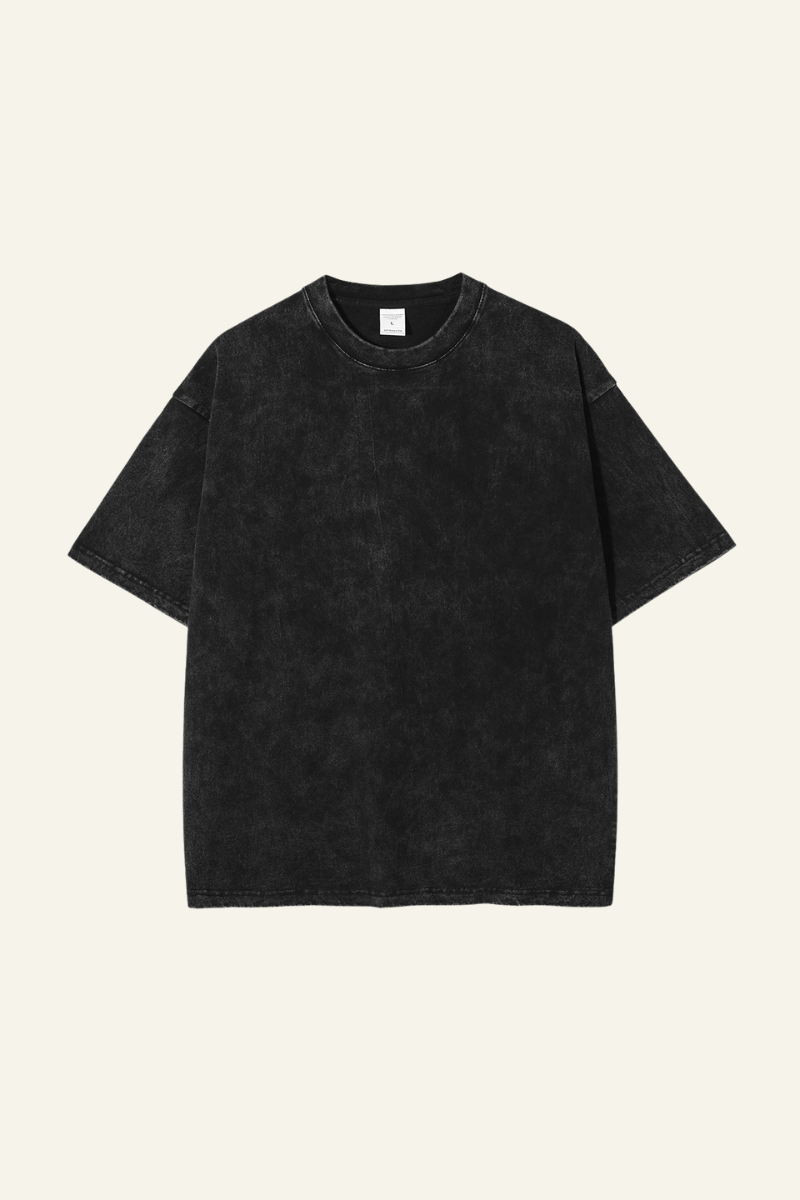 Men's Cotton Streetwear Wax-Dyed Washed Distressed T-shirt