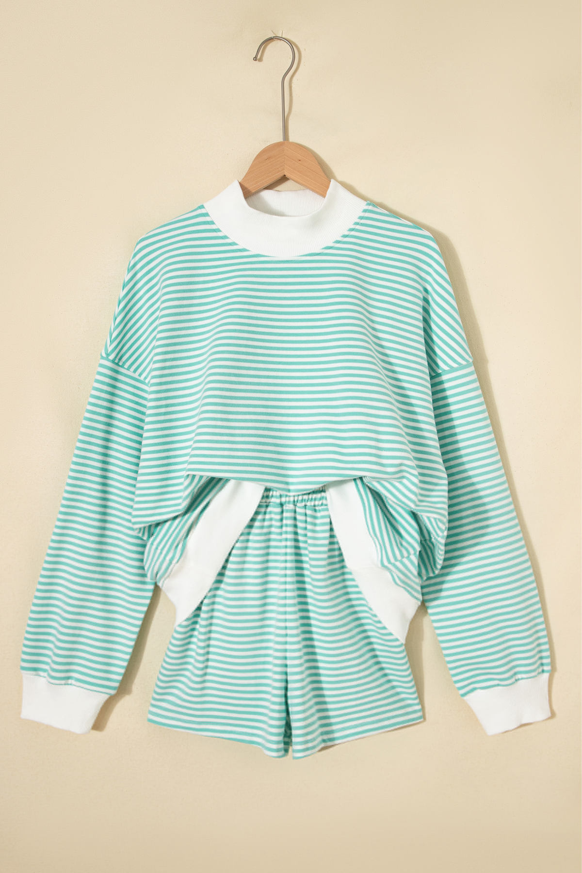 Women's Winter Casual Striped Long Sleeve Two Piece Set