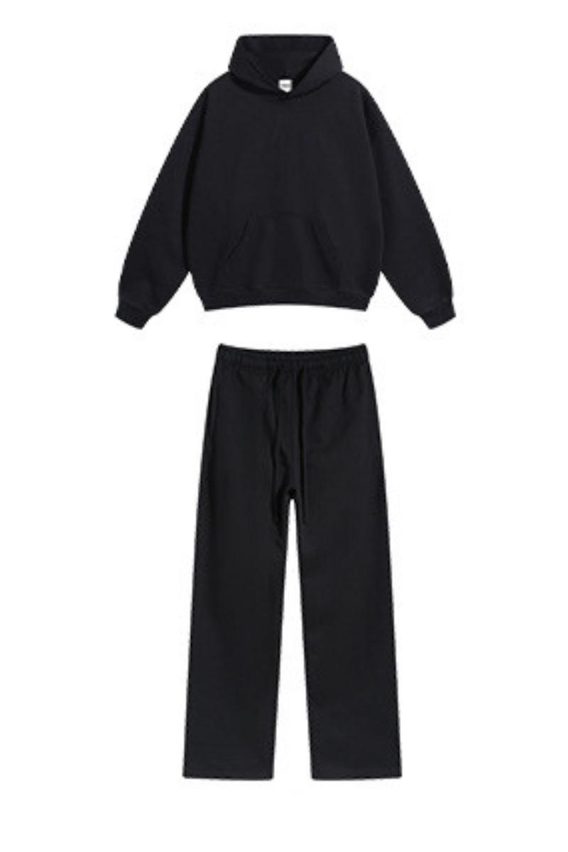 Men's Fall Winter 430g Terry Drawstring Hoodie Set