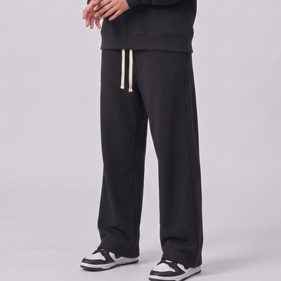 Unisex Spring Cotton Wide-Leg Drawstring Pocket Sweatpants