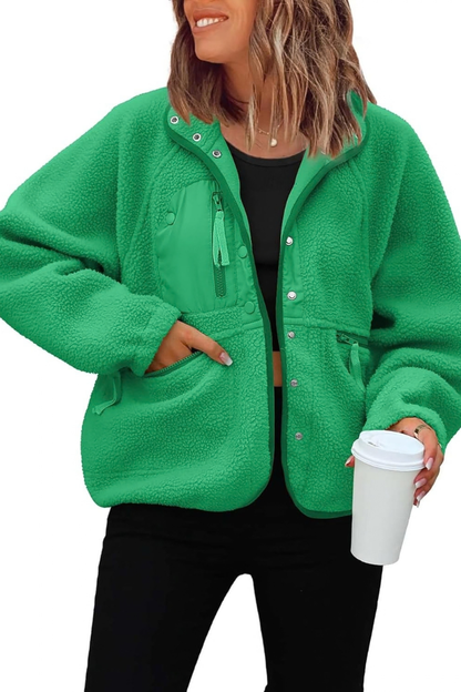 Women Fall Clothing Cozy Sherpa Fleece Utility Jacket