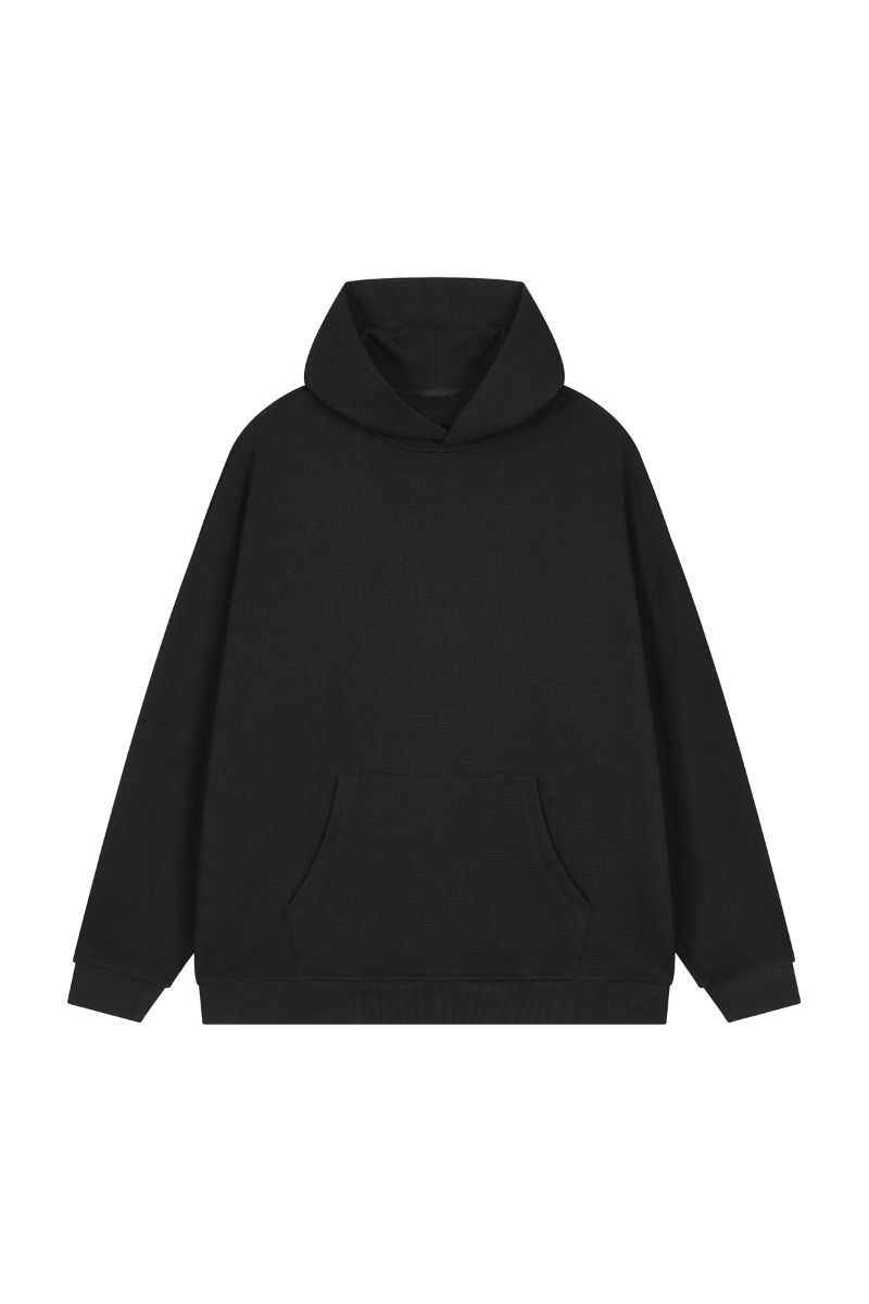 Women's Fall Waffle-Texture Drop-Shoulder Pullover Hoodie