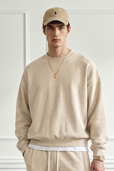 Men Fall Clothing 320G Heathered Crewneck Sweatshirt