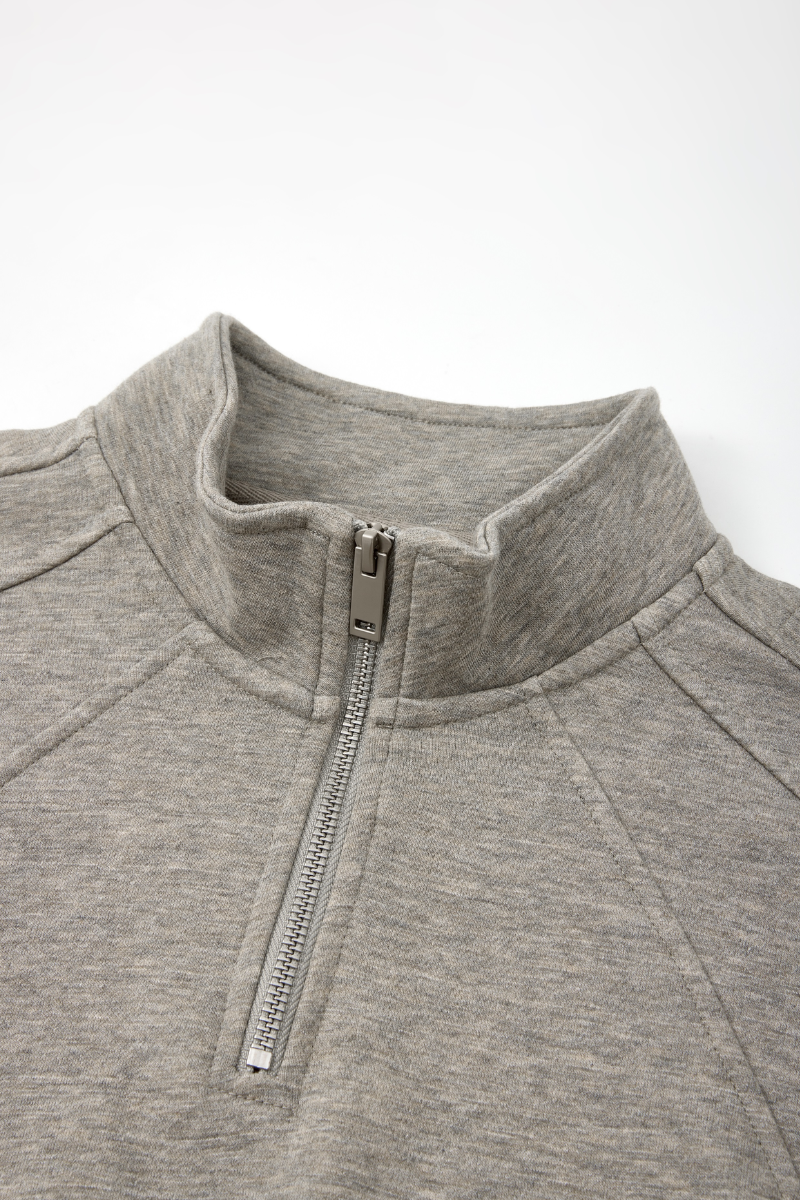 Women Fall Clothing Warm Heathered Half Zip Sweatshirt