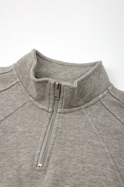Women Fall Clothing Warm Heathered Half Zip Sweatshirt