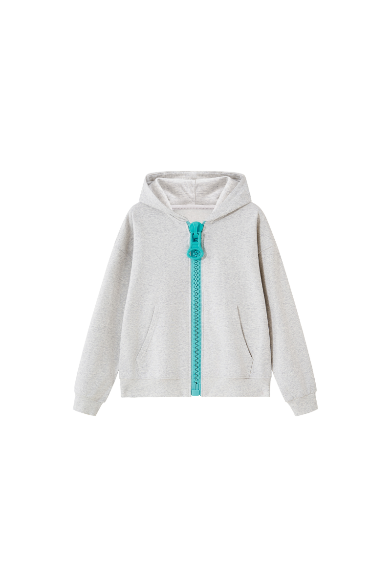 Unisex Fall Clothing Color Block Big Zip Cotton Hoodie