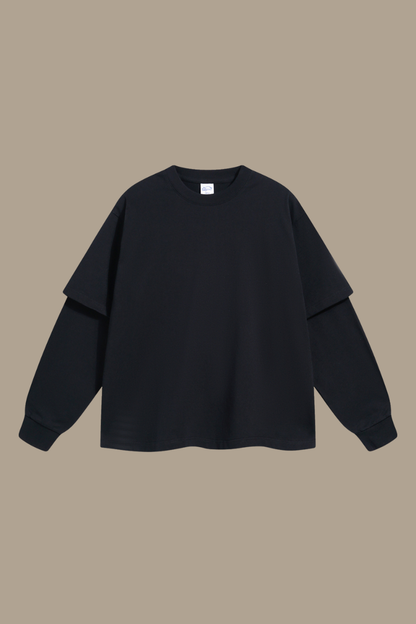 Women's Cotton Patchwork Faux Two-Piece Sweatshirt
