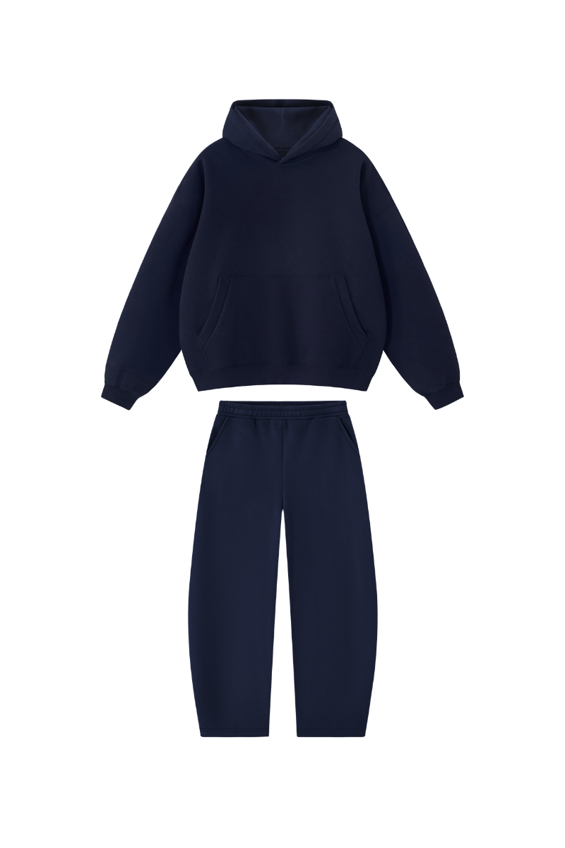 Unisex Fall Clothing Boxy Fleece Hoodie & Wide Pants Set